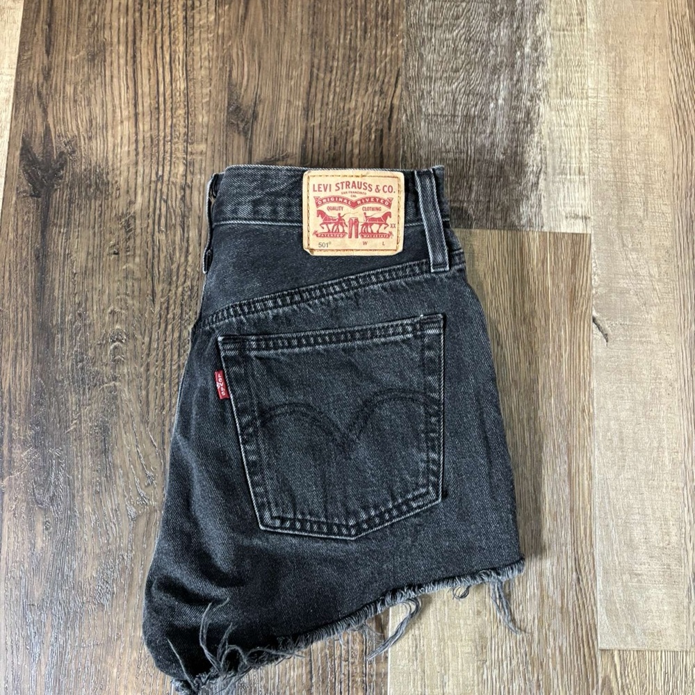 Levi's Charcoal Denim Cutoff Shorts 501